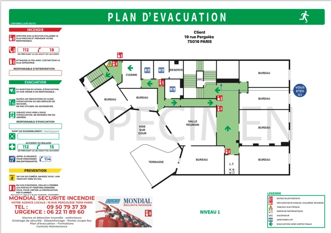 Plan d'évacuation